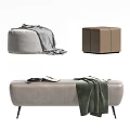 Modern Gray And Brown Ottoman Designs With Soft Blanket And Comfortable Stylish Look