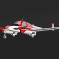 Red White Detailed Model Airplane with Streamlined Body and Dual Engines