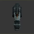 Futuristic Mechanical Blade Weapon With Black Orange Metallic Components And Gear Structure 3d model