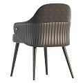 Modern Minimalist Gray Accent Chair With Striped Backrest Armrest And Dark Wooden Legs