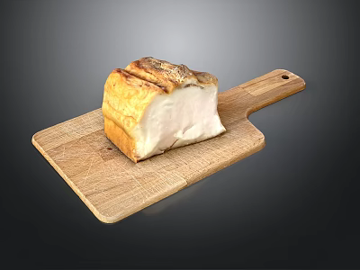 Sliced Bread On Wooden Cutting Board With Crusty Top And Natural Texture 3d model