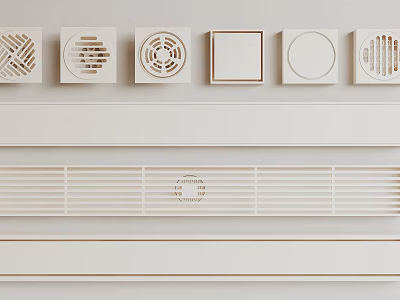 Various Decorative Vent Covers With Different Shapes And Patterns On White Wall 3d model