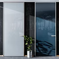 Modern Hinged Doors With Various Glass Styles And Indoor Plants