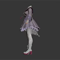Three Mannequins Wearing Fashionable Clothing Different Styles Brown Purple Dresses Red White Long Boots