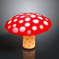 Decorative Red Mushroom Lamp With White Spots Yellow Stem And Brown Dots