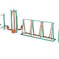 Outdoor Sports Equipment Collection Featuring Green Frames And Orange Seats For Fitness