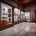 Chinese Modern Industry Exhibition Hall Showcasing Historical Achievements With Gear Decorations And Mechanical Displays 3d model