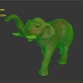 Brown Elephant Toy With Raised Trunk And Yellow Object In Mouth On Black Background