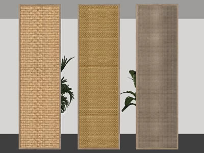 Woven Room Dividers In Three Colors With Indoor Green Plants 3d model