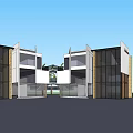 Modern Detached Villa Exterior With White Brown Facade And Palm Trees