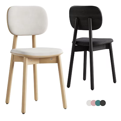Modern Dining Chairs With Light And Dark Color Options Upholstered Seats And Wooden Legs 3d model
