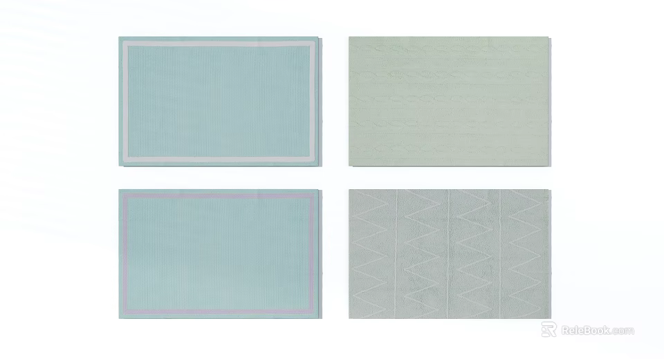 Square Rugs With Light Blue Green Tones Striped And Geometric Pattern Designs 3d model
