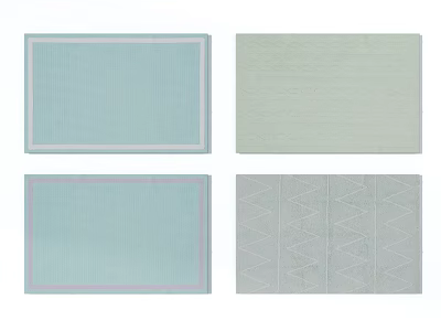 Square Rugs With Light Blue Green Tones Striped And Geometric Pattern Designs 3d model