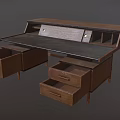 Classic Wooden Writing Desk with Spacious Desktop Multiple Drawers and Compartments 3d model