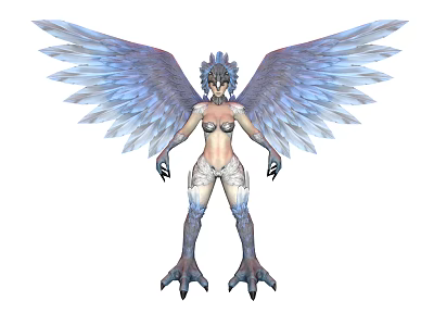 Fantasy Character With Large Feathered Wings And Mythical Creature Features 3d model