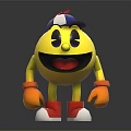 Yellow Smiling Cartoon Character with Blue White Red Cap Orange Gloves and Red Shoes