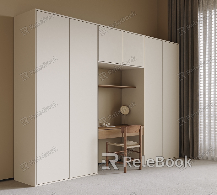 One-piece bookcase desk chair wardrobe model