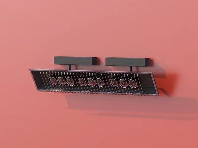 Modern Wall Lamp with Multiple Bulbs on Pink Background Wall and Sleek Metallic Design 3d model