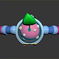Adorable Colorful Robot Character With Green Leaf And Smiling Pink Head
