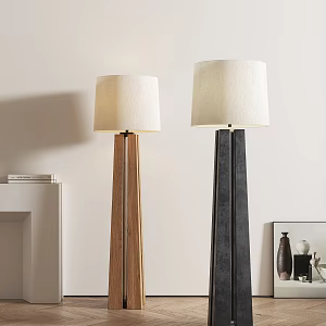 Middle Ancient Solid Wood Floor Lamp 3d model
