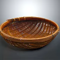 Handmade Round Bamboo Woven Basket For Household Storage With Natural Texture