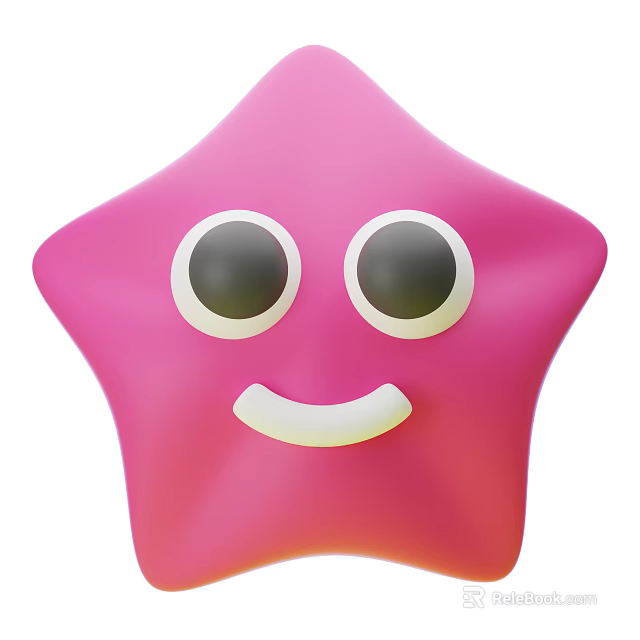 Adorable Pink Starfish With Big Eyes And Smiling Face In Ocean 3d model 