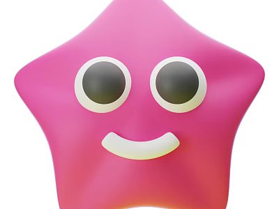 Adorable Pink Starfish With Big Eyes And Smiling Face In Ocean 3d model