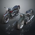 Two Vintage Motorcycles Featuring Classic Design Black Seats And Metallic Details