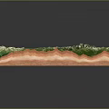 Detailed Mountainous Terrain Model With Green Vegetation And Layered Structure