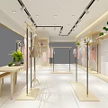Modern Clothing Store Interior With Clothing Racks Apparel Display Shelves Green Plants Mirrors And Lighting