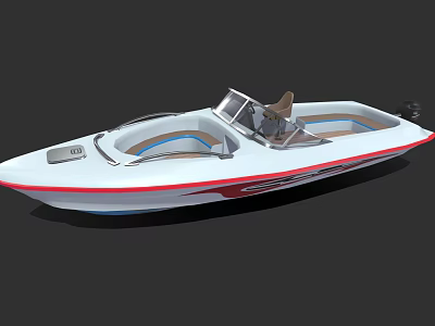 White Yacht With Red Accent Lines Open Cockpit And Comfortable Seats 3d model