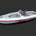White Yacht With Red Accent Lines Open Cockpit And Comfortable Seats