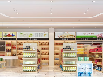 Modern Supermarket Department Store Interior With Shelves Displaying Various Goods Bright Lighting And Organized Layout 3d model