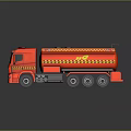 Red Tanker Truck With Yellow Warning Stripes And Tanker Body Design
