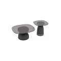 Modern Black Coffee Table With Glass Top And Textured Cylindrical Base 3d model