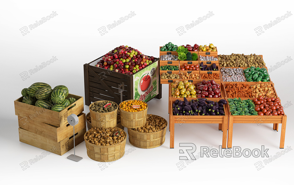 Modern Vegetable Fruit Vegetable Combination Watermelon Banana model