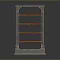Modern Wooden And Metal Storage Shelf Unit With Four Tiers And Grille Base