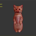 Orange And White Standing Cat Figurine With Big Eyes And Detailed Fur On Black Surface