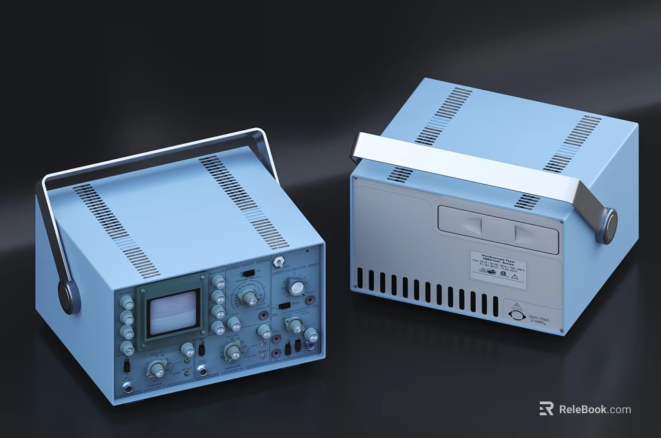Portable Light Blue Industrial Equipment With Control Panel Display Screen Knobs Handles And Ventilation Grilles 3d model 