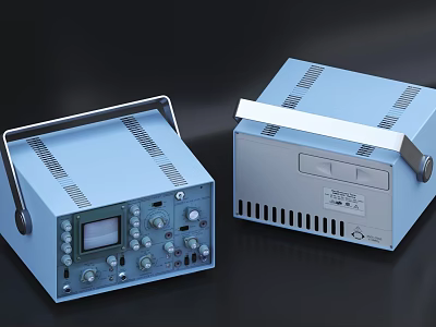 Portable Light Blue Industrial Equipment With Control Panel Display Screen Knobs Handles And Ventilation Grilles 3d model