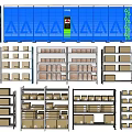Various Multi Tier Storage Shelving Units With Boxes For Warehouse Organization 3d model