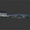 Detailed Bridge Model With Green Terrain And Blue Water Area Design