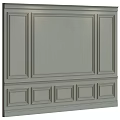 Gray Wainscoting Wall With Rectangular Panel Design For Modern Interior Decoration 3d model