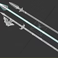 Three Medieval Fantasy Spears With Metal Heads Colored Shafts And Decorative Details