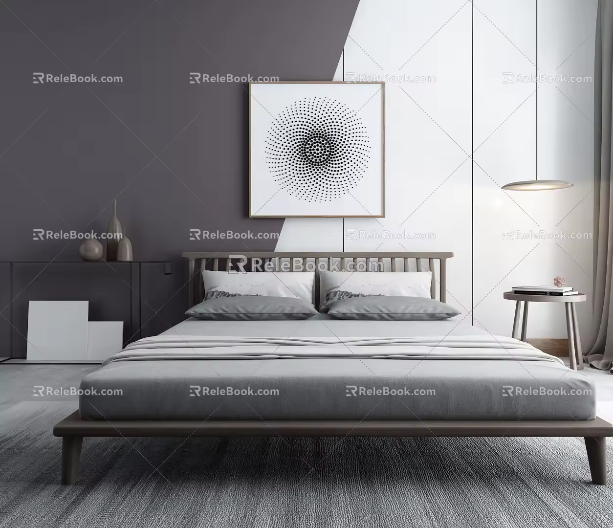 Nordic Background Double Bed 3d model