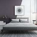 Nordic Background Double Bed 3d model