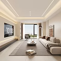 Modern Living and Dining Room Interior Design With White Cabinets TV Wall and Open Layout