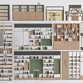 Modern Bookcase Designs With Wooden Shelves Open Storage And Decorative Elements 3d model