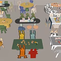 Children's Table and Chair Combination Building Blocks Toy Table Children's Seat 3d model