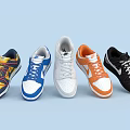 Colorful Casual Sneakers with Various Designs Lace Up Style in White Blue Yellow Orange Black